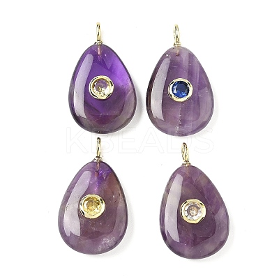 Natural Amethyst Pendants G-H318-04G-05-1
