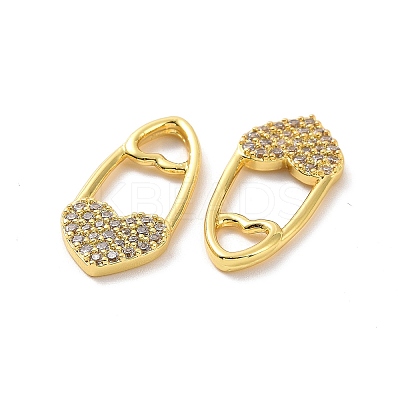 Brass Micro Pave Clear Cubic Zirconia Pendants KK-E068-VF194-1