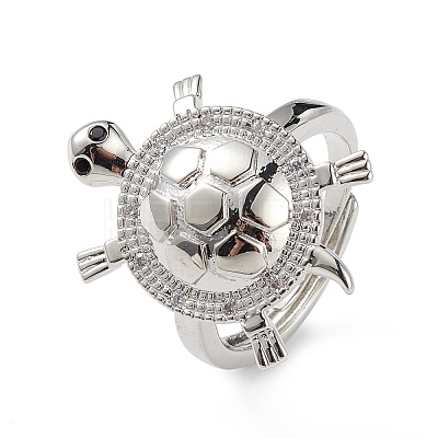 Cubic Zirconia Tortoise Adjustable Ring RJEW-L100-022P-1