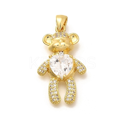 Rack Plating Brass Micro Pave Cubic Zirconia Pendants KK-L226-006G-07-1