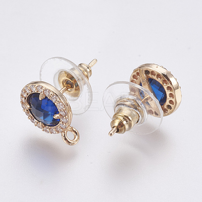 Faceted Glass Stud Earring Findings GLAA-F084-B01-1