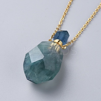 Natural Gemstone Perfume Bottle Pendant Necklaces NJEW-F251-11-1