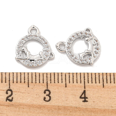 Brass Micro Pave Clear Cubic Zirconia Charms KK-Z044-20P-1