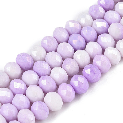 Faceted Electroplated Glass Beads Strands X-GLAA-C023-02-B07-1
