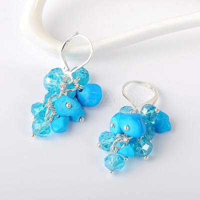 Gemstone Chips Earrings EJEW-JE01301-1