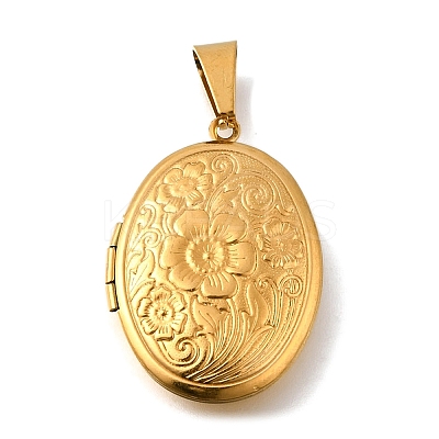 316 Stainless Steel Locket Pendants X-STAS-O132-02G-1