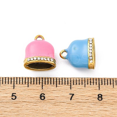 304 Stainless Steel Enamel Cord End Pendant STAS-B085-21G-1