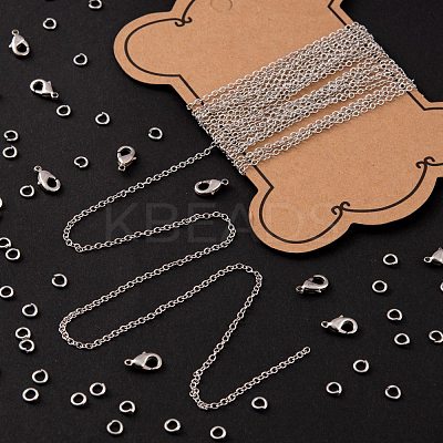 DIY 3m Oval Brass Cable Chains Necklace Making Kits DIY-FS0001-21P-1