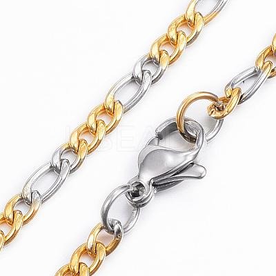304 Stainless Steel Figaro Chain Necklaces NJEW-H445-01GP-1