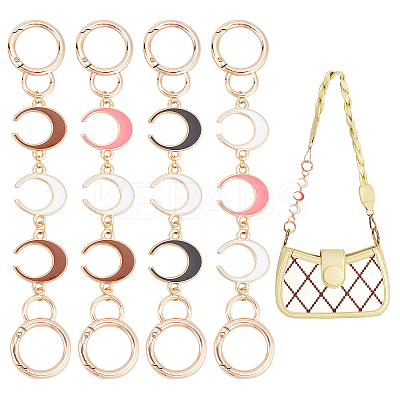 4Pcs 4 Colors Crescent Moon Alloy Enamel Link Purse Strap Extenders FIND-WR0009-39-1