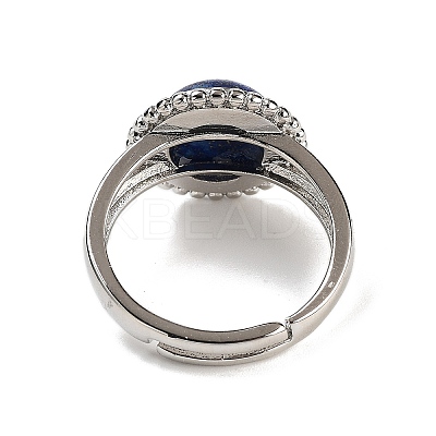Natural Lapis Lazuli Round Adjustable Rings RJEW-K271-02P-04-1