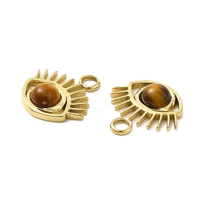 Natural Tiger Eye Stone Eye Charms STAS-J401-VC554-1