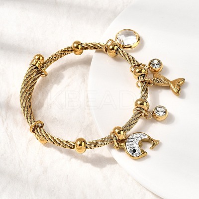 304 Stainless Steel Charm Bangles for Women BJEW-Z141-03G-1