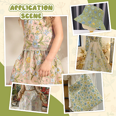 Flower Pattern Polyester Lace Fabic DIY-WH0061-019A-1