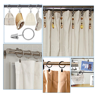 40Pcs Round Ring Iron Hook Hangers Curtain FIND-SP0003-46A-P-1