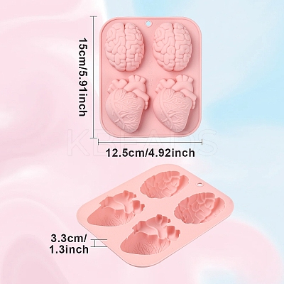 1Pc Realistic Heart & Brain Fondant Molds DIY-YW0012-16-1