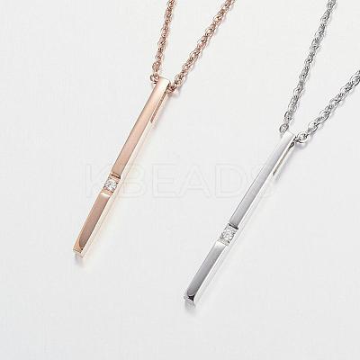 304 Stainless Steel Cubic Zirconia Pendant Necklaces NJEW-P167-24-1