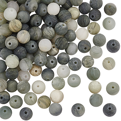 2 Strands Frosted Round Natural Green Rutilated Quartz Beads Strands G-OC0004-61B-1