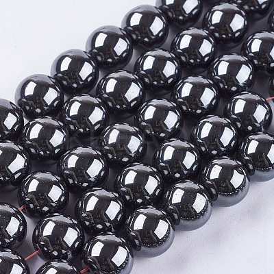 Non-Magnetic Synthetic Hematite Beads Strands G-H1624-12mm-1-1