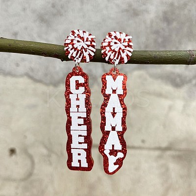 Mother's Day Printed Acrylic Dangle Stud Earrings WG5B122-03-1