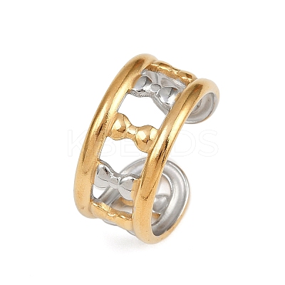 304 Stainless Steel Double Color Cuff Rings RJEW-S635-01GP-12-1