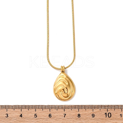 304 Stainless Steel Teardrop Pendant Snake Chain Necklaces NJEW-U026-09G-1