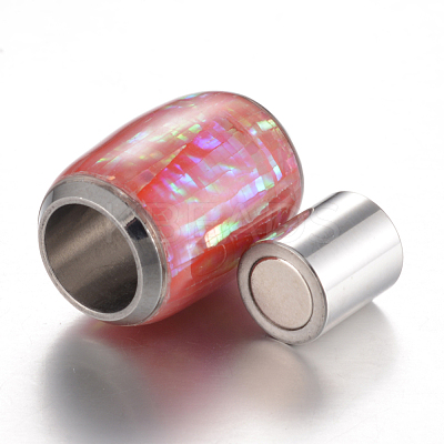 304 Stainless Steel Enamel Magnetic Clasps with Glue-in Ends STAS-E136-60A-1