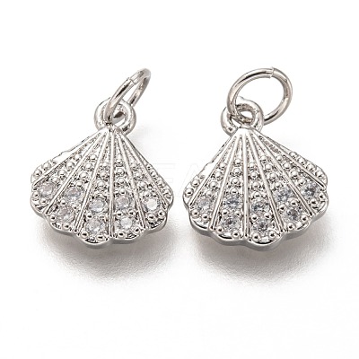 Brass Micro Pave Clear Cubic Zirconia Charms ZIRC-C020-49-1