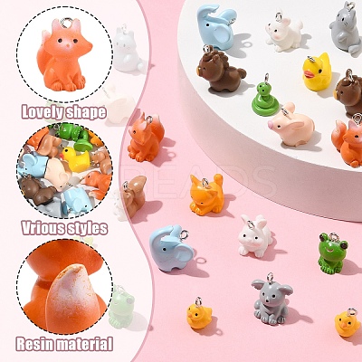 10Pcs 5 Styles Opaque Resin Pendants RESI-YW0004-22A-1