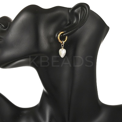 202 Stainless Steel & Natural Baroque Pearl Hoop Dangle Earrings EJEW-JE07334-1