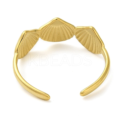 Shell Shape 304 Stainless Steel Open Cuff Rings for Women LS-RJEW-Z043-02D-1