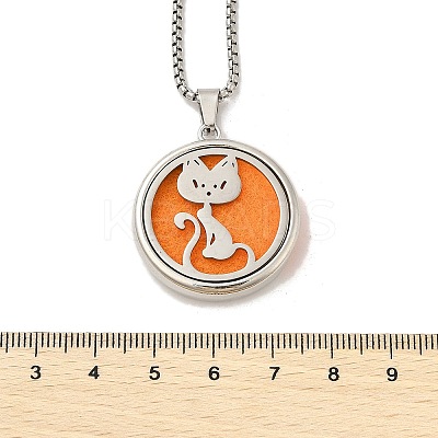 316 Surgical Stainless Steel Aromatherapy Diffuser Perfume Hollow Flat Round Pendant Box Chain Necklaces LS-NJEW-R016-01P-07-1