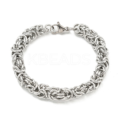 Non-Tarnish 304 Stainless Steel Byzantine Chain Bracelets BJEW-C042-04P-1