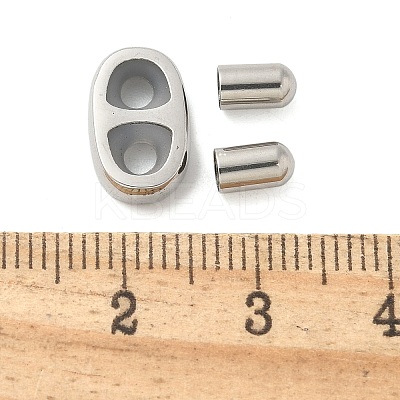 304 Stainless Steel Slider Beads and Cord End Caps STAS-P224-03P-1