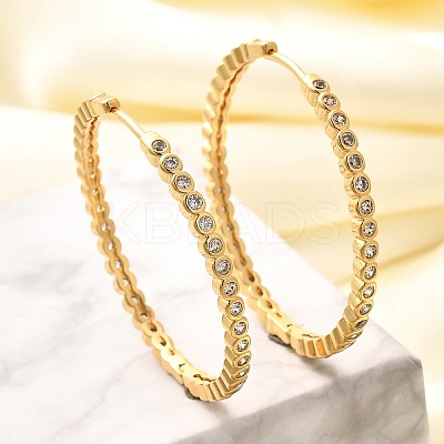 Rack Plating Brass Micro Pave Clear Cubic Zirconia Hoop Earrings for Women EJEW-C125-17B-G-1