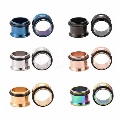 12Pcs 6 Colors 316 Surgical Stainless Steel Screw Ear Gauges Flesh Tunnels Plugs STAS-YW0001-16B-1