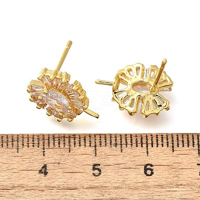 Brass Cubic Zirconia Stud Earrings Findings KK-R217-16G-1
