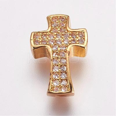 Brass Micro Pave Cubic Zirconia Beads ZIRC-G087-28G-1