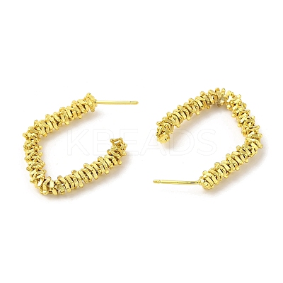 Rack Plating Brass Beaded Rhombus Stud Earrings for Women EJEW-D059-30G-1