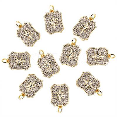 10Pcs Rack Plating Brass Micro Pave Clear Cubic Zirconia Pendants ZIRC-SZ0004-08-1