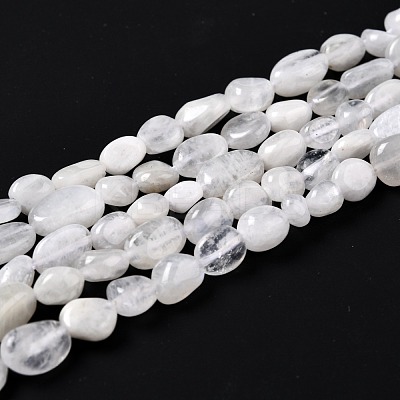 Natural Rainbow Moonstone Beads Strands G-G018-48-1