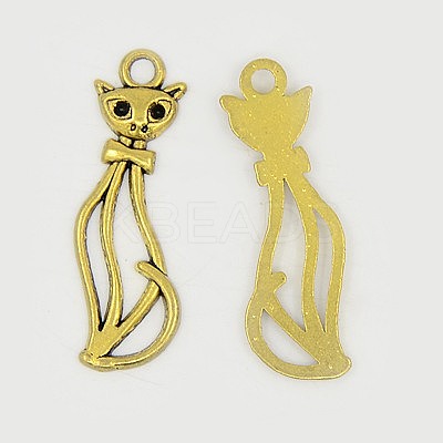 Tibetan Style Alloy Kitten Pendants GLF10383Y-NF-1