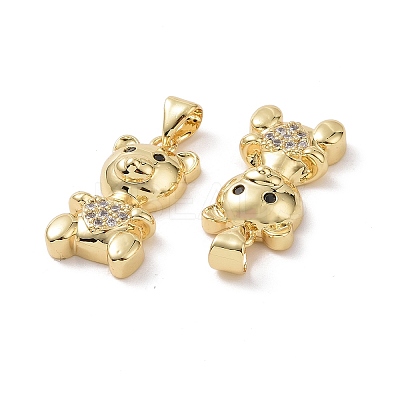 Brass Cubic Zirconia Pendants KK-G453-04G-1