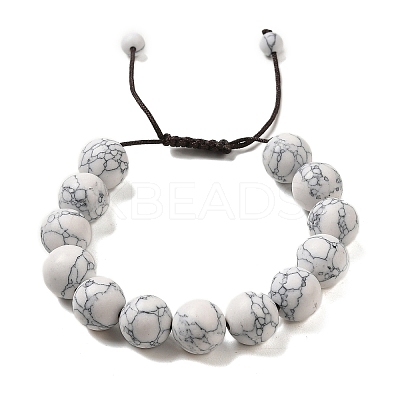 12.5mm Round Synthetic Howlite Braided Bead Bracelets for Women Men BJEW-C060-01I-1