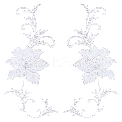 Peony Polyester Embroidery Ornament Accessories PATC-WH0008-04C-1