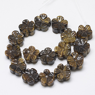 Carved Natural Tiger Eye Beads Strands G-T122-08A-1