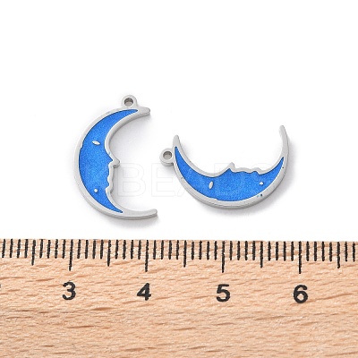 304 Stainless Steel Enamel Pendants Moon Charm STAS-M102-21P-02-1