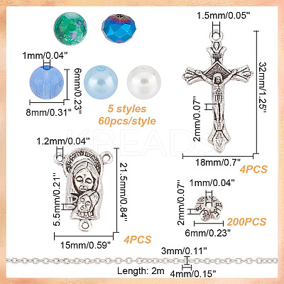 DIY Rosary Beaded Style Necklaces Bracelet Making Kit DIY-AR0003-71-1