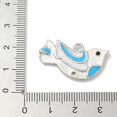 Platinum Brass Enamel Robin Bird Pendants KK-L224-060P-02-1