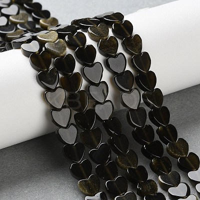 Natural Golden Sheen Obsidian Beads Strands G-M403-A46-02-1